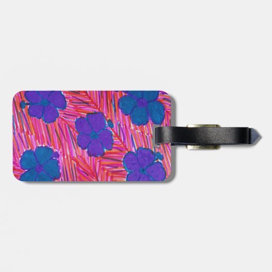 Tropische afdrukken van roze Hawaii Dreams Bagagelabel (Achterkant horizontaal)