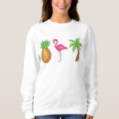 Tropische afdrukpalm Pineappel Roze flamingo Trui (Voorkant)