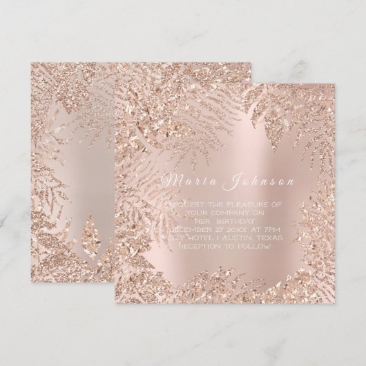 Tropische afvallen Glitter Garden Blush Roos Roze Kaart (Voorkant / Achterkant)