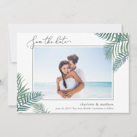 Tropische afvulfoto Sla de datumkaart op Save The Date (Voorkant)