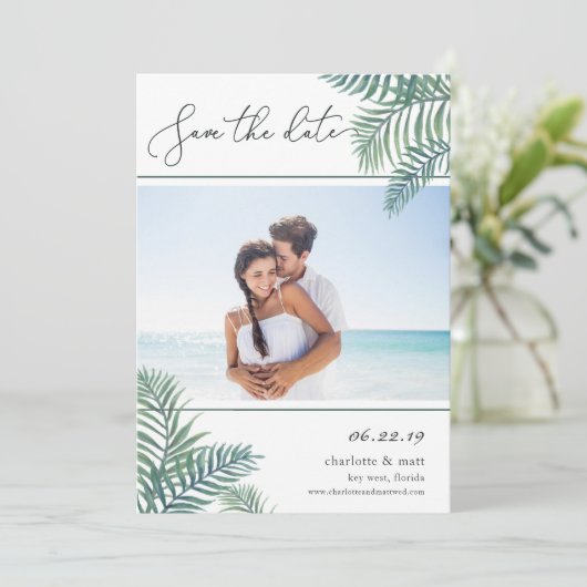 Tropische afvulfoto Sla de datumkaart op Save The Date (Staand voorkant)