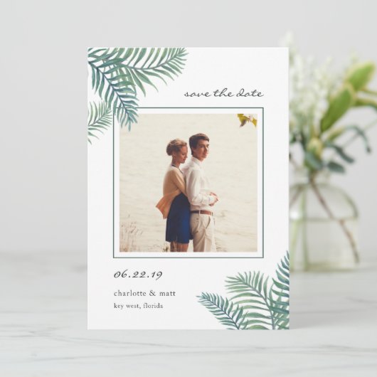 Tropische afvulfoto Sla de datumkaart op Save The Date (Staand voorkant)