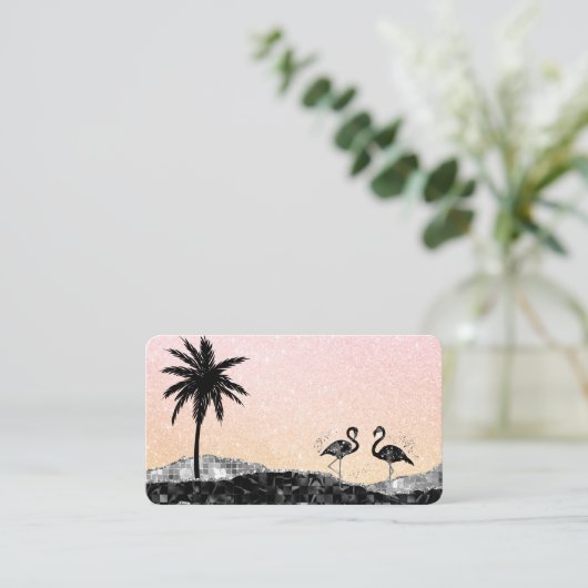 *~* Tropische agate Crystal Palm Tree Flamingo Visitekaartje (Staand voorkant)