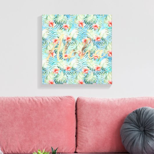 Tropische alfa hibiscus bloemig canvas afdruk (Insitu (Woonkamer))