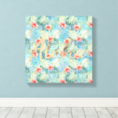 Tropische alfa hibiscus bloemig canvas afdruk (Insitu (Houten vloer))