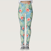 Tropische alfa hibiscus bloemig leggings (Voorkant)