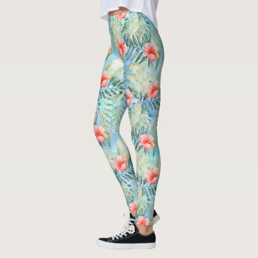 Tropische alfa hibiscus bloemig leggings (Links)