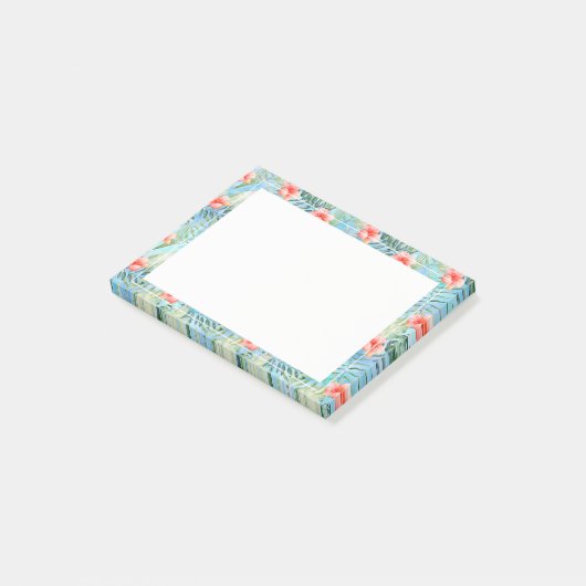 Tropische alfa hibiscus bloemig post-it® notes (Schuin)