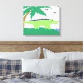Tropische alligatorkunst voor kinderen, Safari Sky Canvas Afdruk (Insitu (Slaapkamer))