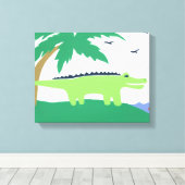 Tropische alligatorkunst voor kinderen, Safari Sky Canvas Afdruk (Insitu (Houten vloer))