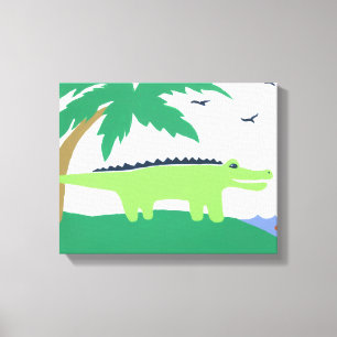 Tropische alligatorkunst voor kinderen, Safari Sky Canvas Afdruk