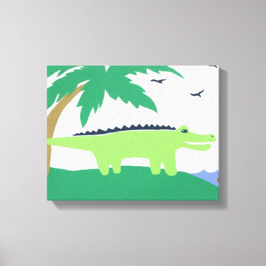 Tropische alligatorkunst voor kinderen, Safari Sky Canvas Afdruk (Voorkant)