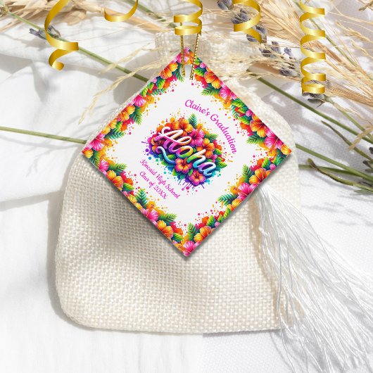 Tropische Aloha Afstudeerfeest Voorkeur Vierkante Bedankjes Labels