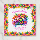 Tropische Aloha Afstudeerfeest Voorkeur Vierkante Bedankjes Labels (Achterkant)