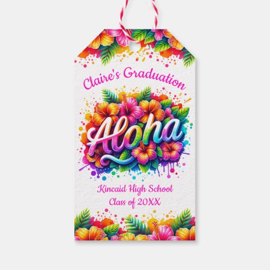 Tropische Aloha Afstuderen Cadeaulabel (Achterkant)