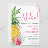 Tropische Aloha Ananas Bloemen Luau Verjaardag Kaart (Voorkant)