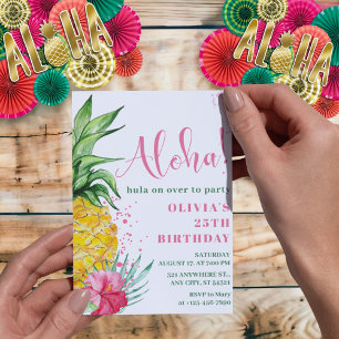 Tropische Aloha Ananas Bloemen Luau Verjaardag Kaart