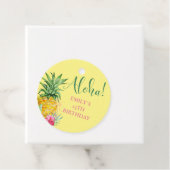 Tropische Aloha-ananas Hawaii Birthday Bedankjes Labels (In situ)