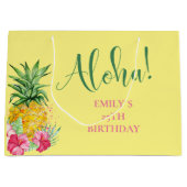 Tropische Aloha-ananas Hawaii Birthday Groot Cadeauzakje (Voorkant)