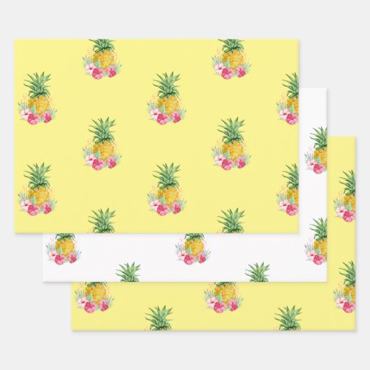 Tropische Aloha-ananas Hawaii Birthday Inpakpapier Vel (Set)