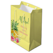 Tropische Aloha-ananas Hawaii Birthday Medium Cadeauzakje (Voorkant Gekanteld)