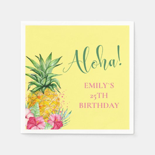 Tropische Aloha-ananas Hawaii Birthday Servet (Voorkant)
