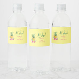 Tropische Aloha-ananas Hawaii Birthday Waterfles Etiket