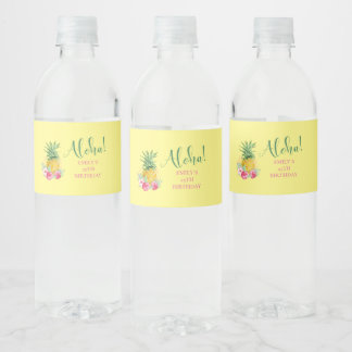 Tropische Aloha-ananas Hawaii Birthday Waterfles Etiket