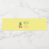 Tropische Aloha-ananas Hawaii Birthday Waterfles Etiket (Enkel label)