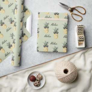 Tropische Aloha Ananas met Zonnebril Cadeaupapier