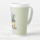 Tropische Aloha Ananas met Zonnebril Latte Mok (Rechterhoek)