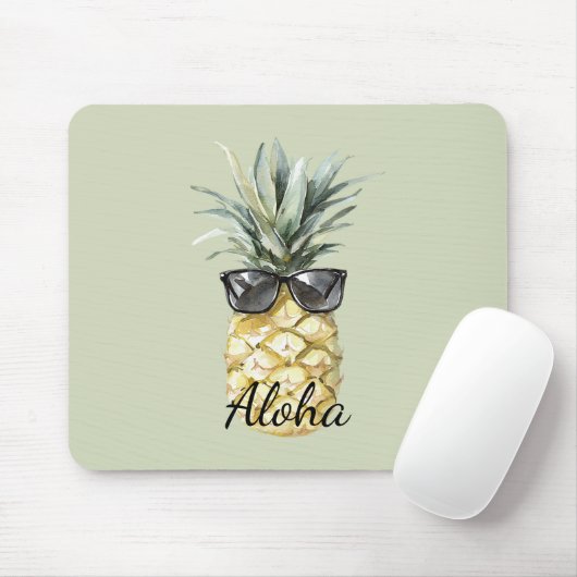 Tropische Aloha Ananas met zonnebril Muismat (Met muis)