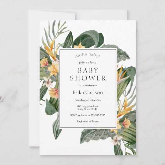 Tropische Aloha Baby Shower Uitnodiging (Voorkant)