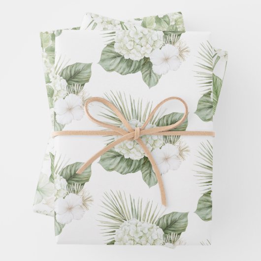 Tropische Aloha Beach Hydrangea Bloemen Huwelijk Inpakpapier Vel (In situ)