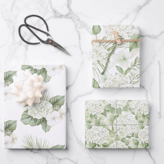 Tropische Aloha Beach Hydrangea Bloemen Huwelijk Inpakpapier Vel (Voorkant)