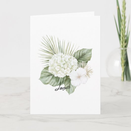 Tropische Aloha Beach Hydrangea Bloemen Huwelijk Kaart (Voorkant)
