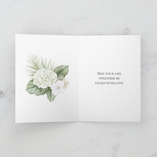 Tropische Aloha Beach Hydrangea Bloemen Huwelijk Kaart (Binnen)