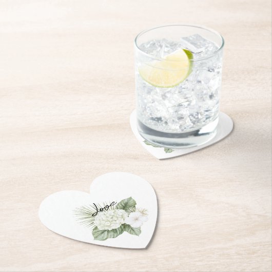 Tropische Aloha Beach Hydrangea Bloemen Huwelijk Kartonnen Onderzetters (Insitu)