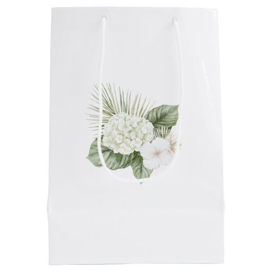 Tropische Aloha Beach Hydrangea Bloemen Huwelijk Medium Cadeauzakje (Achterkant)