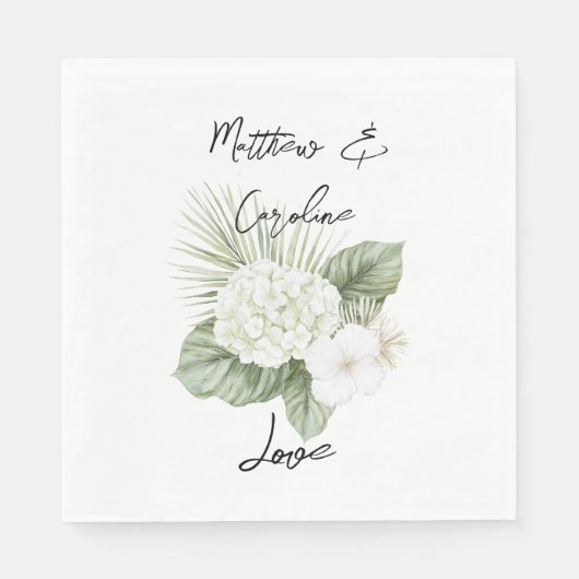 Tropische Aloha Beach Hydrangea Bloemen Huwelijk Servet (Voorkant)