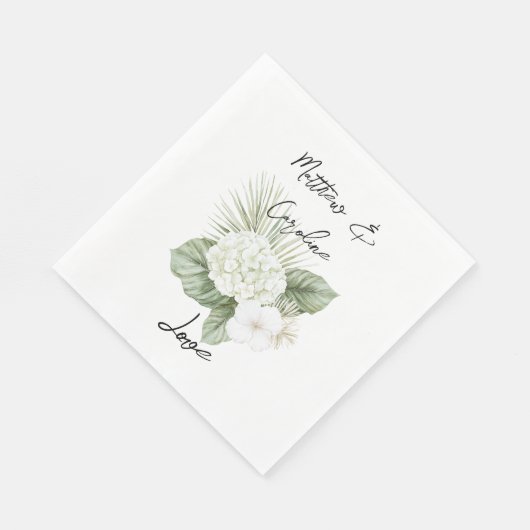 Tropische Aloha Beach Hydrangea Bloemen Huwelijk Servet (Hoek)