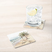 Tropische Aloha Beach Kokosnoten Palm Tree Kartonnen Onderzetters (Insitu)