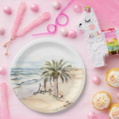 Tropische Aloha Beach Kokosnoten Palm Tree Papieren Bordje (Feest)