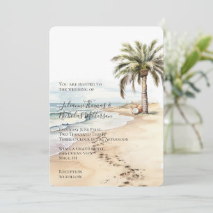 Tropische Aloha Beach Kokosnoten Palm Tree Wedding Kaart