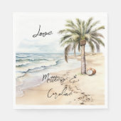 Tropische Aloha Beach Kokosnoten Palm Tree Wedding Servet (Voorkant)