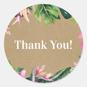 Tropische Aloha Bloem Luau Kraft Bruidsfeestje Ronde Sticker
