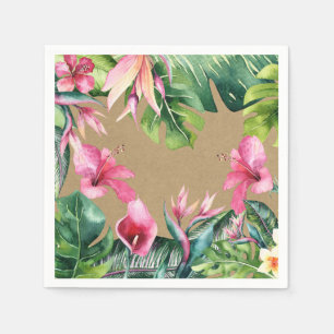 Tropische Aloha Bloemenen Bladeren Zomer Luau Kraf Servet
