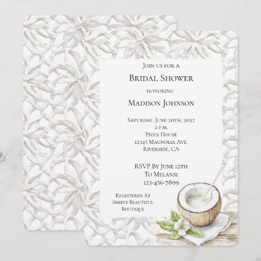 Tropische Aloha Coconut Flower Vrijgezellenfeest Kaart (Voorkant / Achterkant)