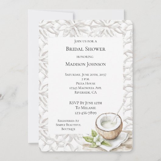 Tropische Aloha Coconut Flower Vrijgezellenfeest Kaart (Voorkant)