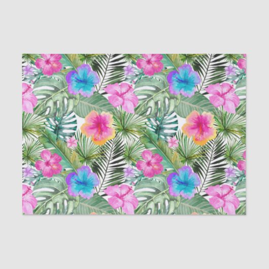 Tropische Aloha exotische Oerwouden bloemen Tissuepapier (Voorkant)